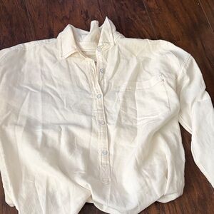 Free People Cream Button Down Shirt